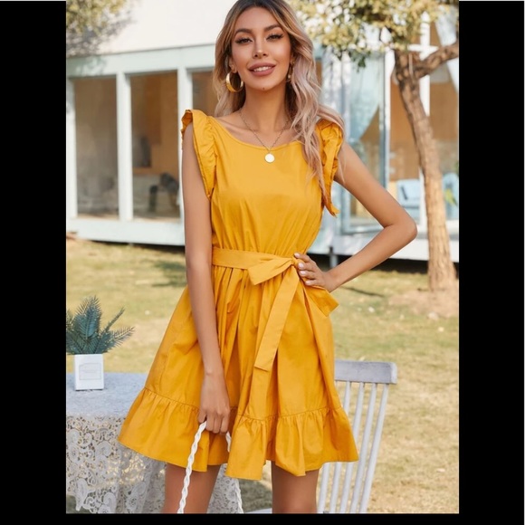 Flounce Hem Ruffled Dress 100% Cotton - Picture 5 of 8